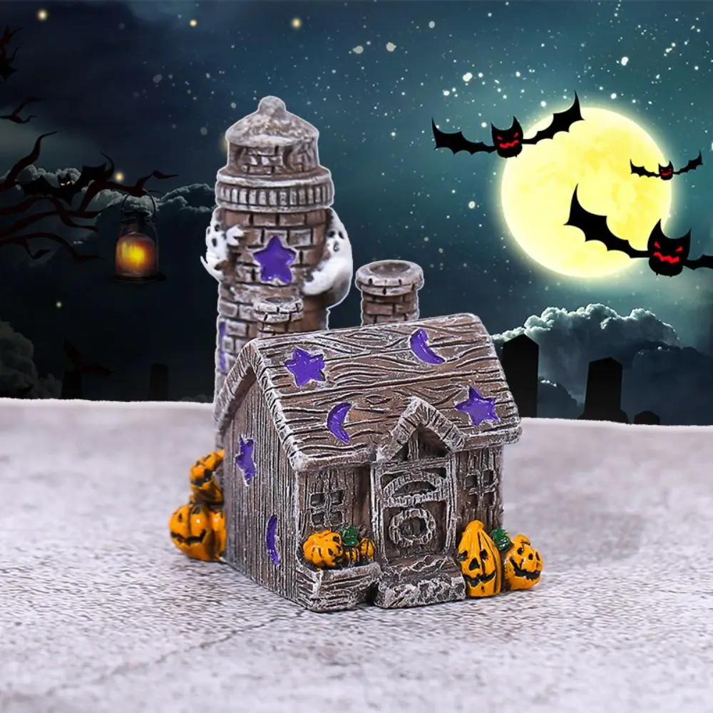 

Cartoon Halloween Spider Bat Figurines Resin Craft 3D Micro Landscape Ghost House Statue Cute DIY Miniatures Pumpkin Ornaments