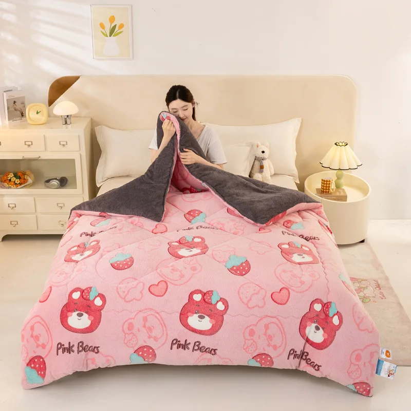 

Snowflake Quilt Core, Lamb Fleece, Spring and Autumn Quilt, Thick and Warm, Coral Fleece, Dormitory Cotton Quilt Core