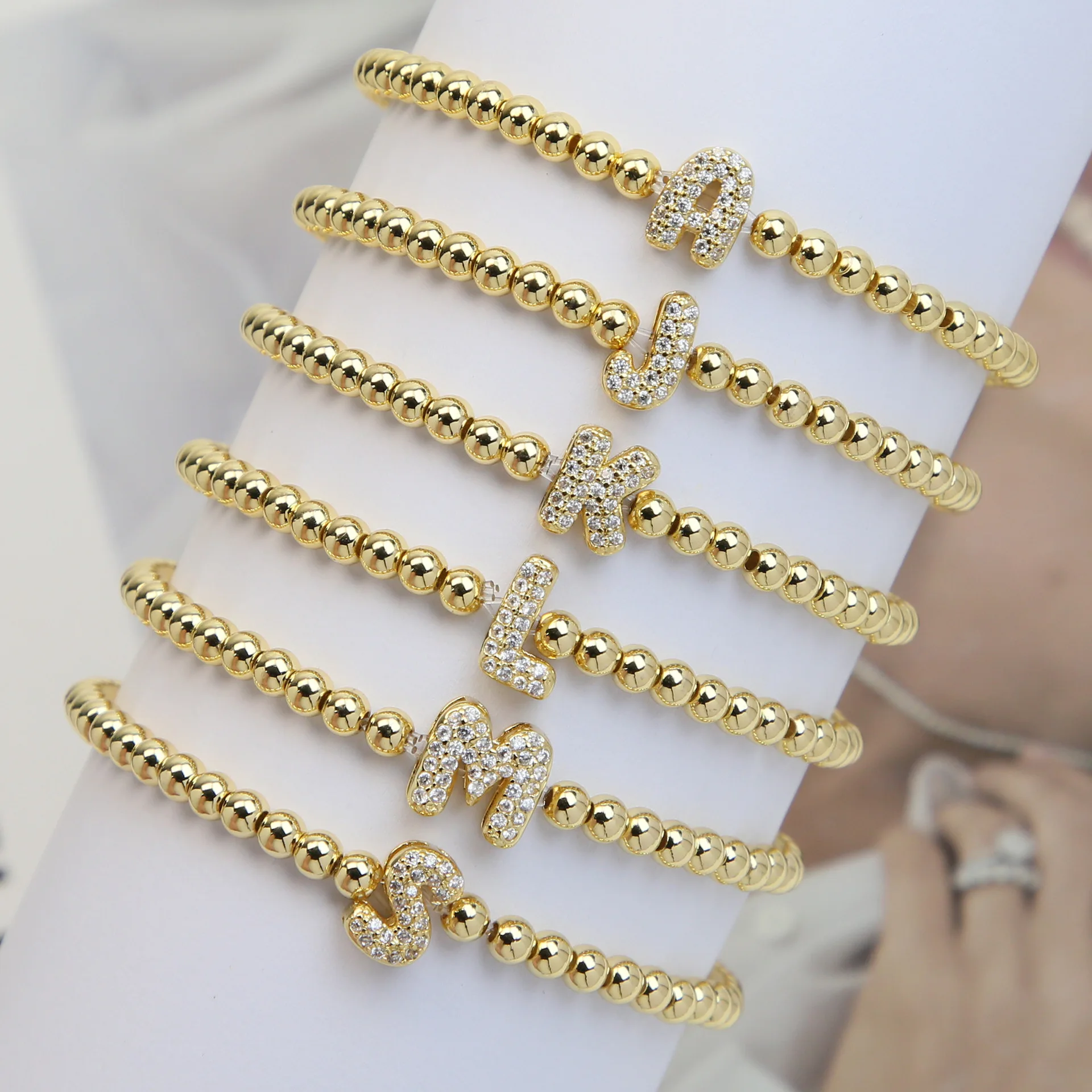Classic Fashion Zircon Letter Charm Women Bracelet Luxury A-Z Initials Adjustable Chain Bracelet For Women Jewelry Gift
