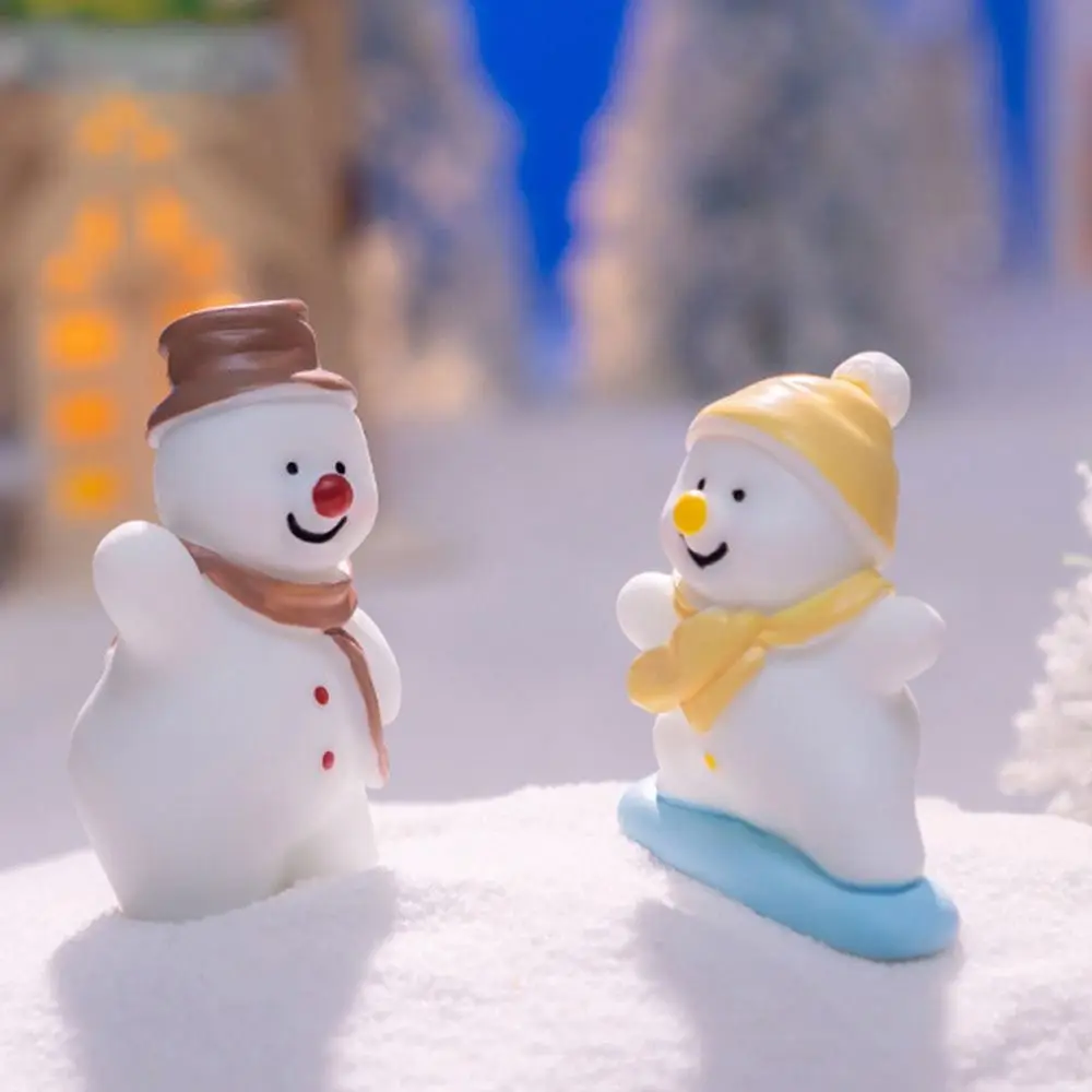 Creative Christmas Ornament Mini Snowman Figurine White DIY Cartoon Christmas Tree Snow Man Doll Micro Desktop Decor
