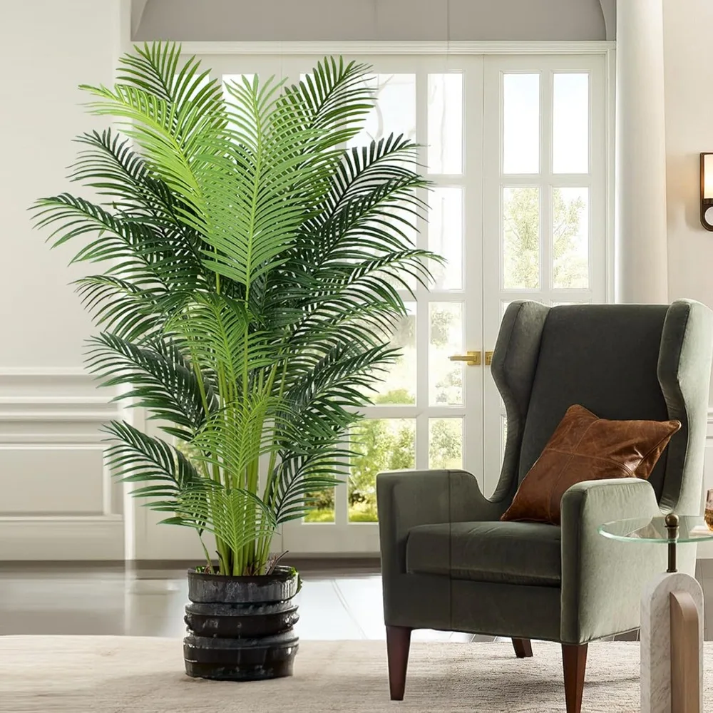 

6 Ft Artificial Tropical Palm Plant Artificial Large Trees with 24 Removable Palm Leaves Tall Faux Palm Plant for Indoors