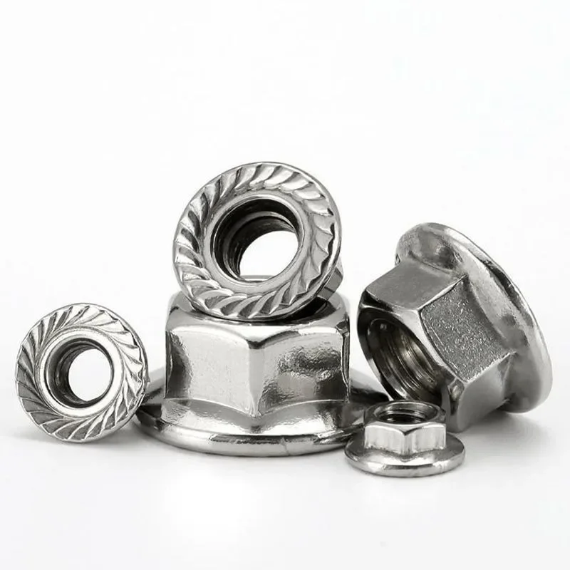 Porca de bloqueio de flange porca de aço inoxidável cabeça hexagonal serrilhada spinlock aperto porcas de bloqueio ferragem m3 m4 m5 m6 m8 m10 m12