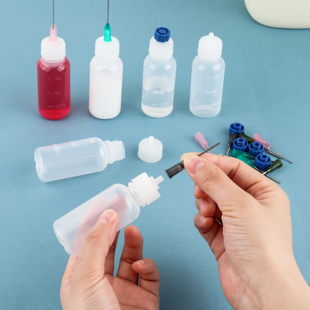24pcs/pack 30ml Fine Needle Tip Glue Applicators Set Plastic Squeezable Dropper Liquid Oil Bottle Containers for Craft Project