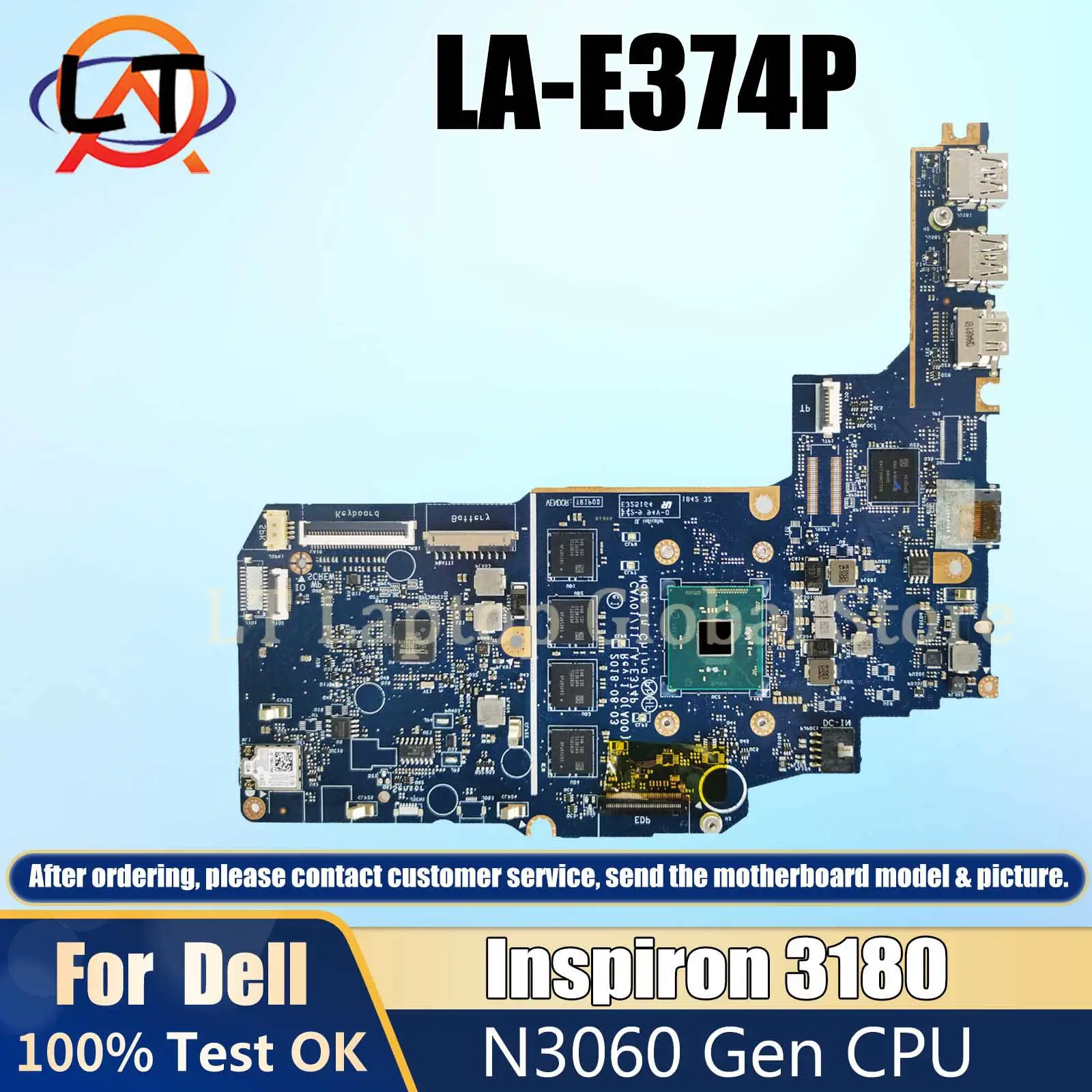 LA-E374P Notebook Mainboard For Dell Inspiron 3180 CN-0JMNGV Laptop Motherboard With N3060 CPU 4G-RAM 16G/32G-SSD