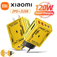 Xiaomi 120w Fast Charger 2 Pd+2usb Ultra Quick Charging Usb 3.0 Type C EU US Plug For Iphone 15 Huawei Phone Smart Fast Charging