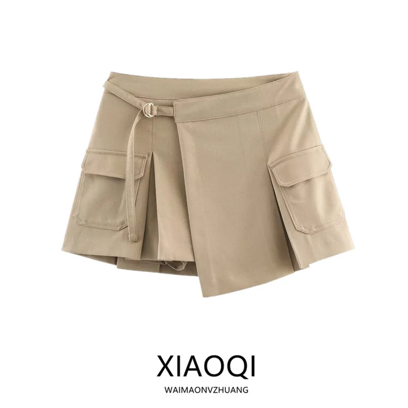 ハイウエストダブルブレストワークスカートパンツ レディースファッション新作 多用途ハイウエストデザイン 通勤 冬 2025