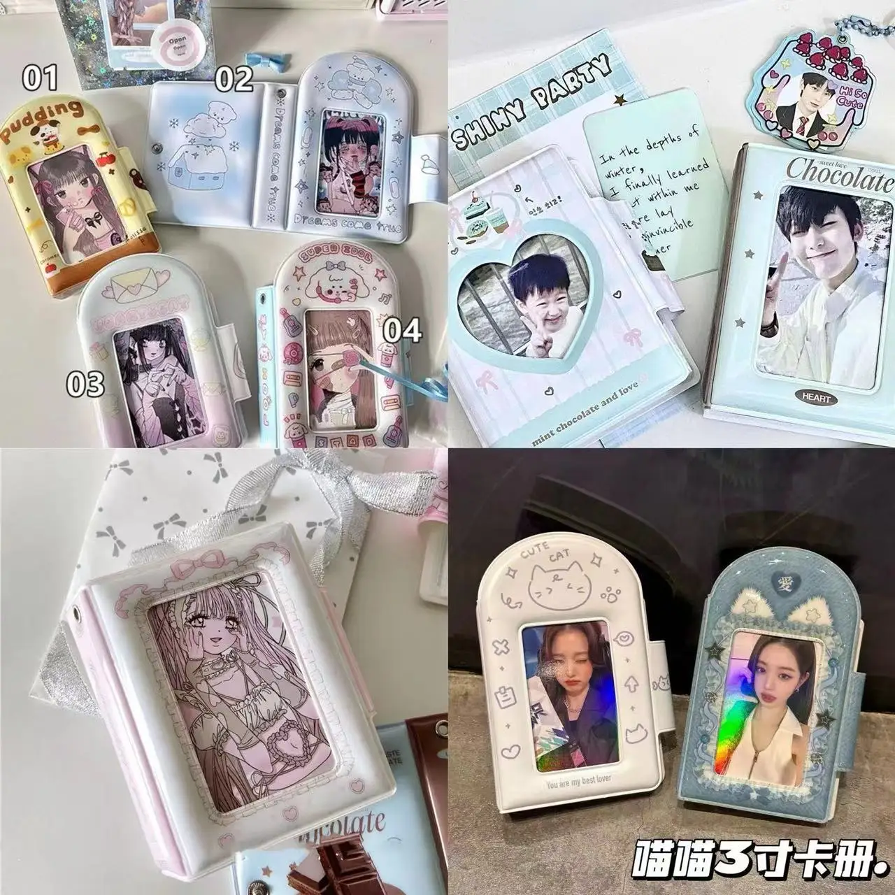 3 Inch 32 Slots Photo Album Collector Book Photocard Holder Card Holder Sweet Square Hollow INS Cartoon Album Cards Binder