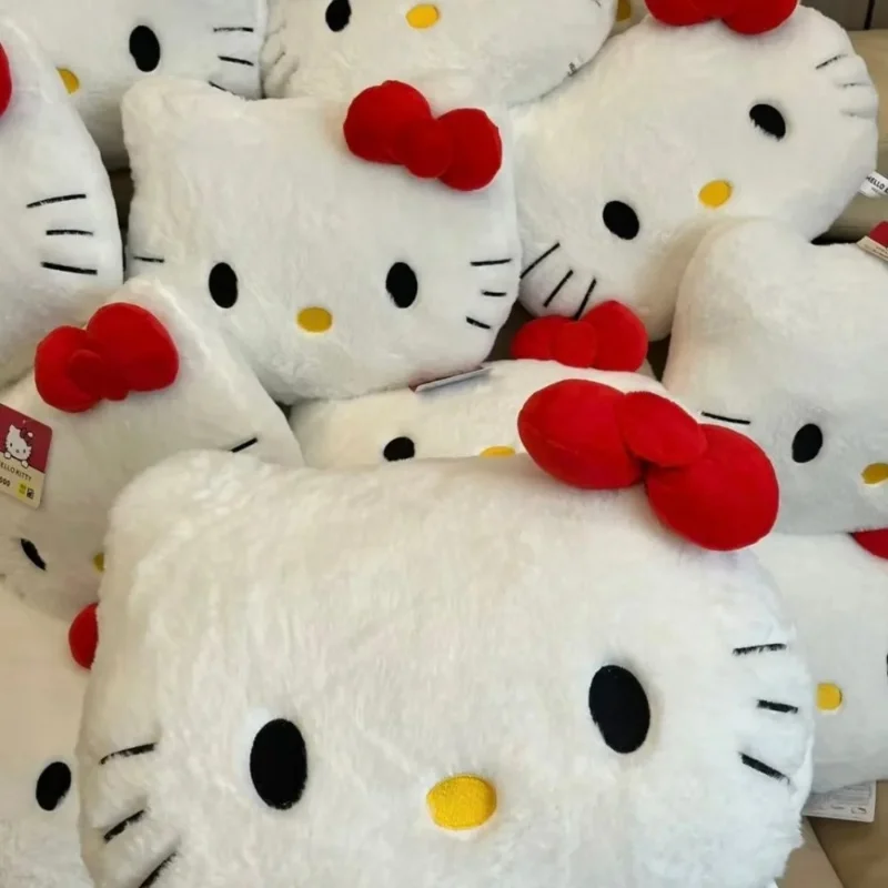 Anime Sanrio Hello Kitty Schattige Cartoon Hoofd Pluche Kussen Nachtkastje Auto Kussen Dutje Verjaardagscadeaus Meisje