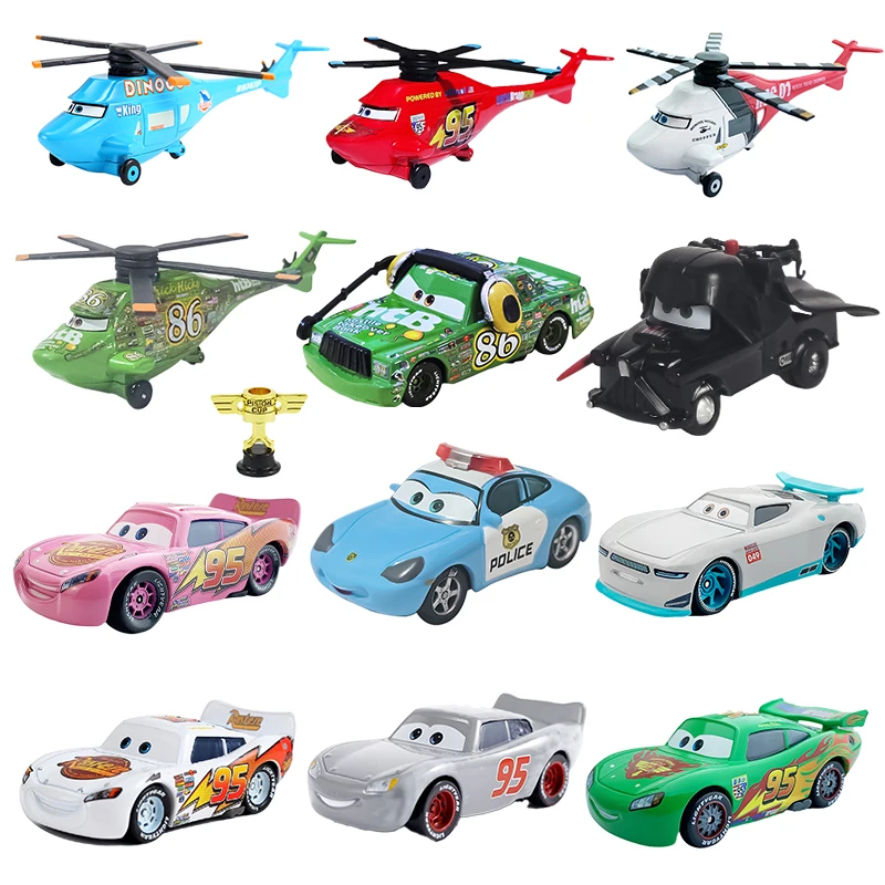 Voiture miniature en alliage moulé sous pression, jouet de collection, avion Chick Hicks King Lightning, mini Hudson, tracteur, avion de course, véhicule 3 2 1