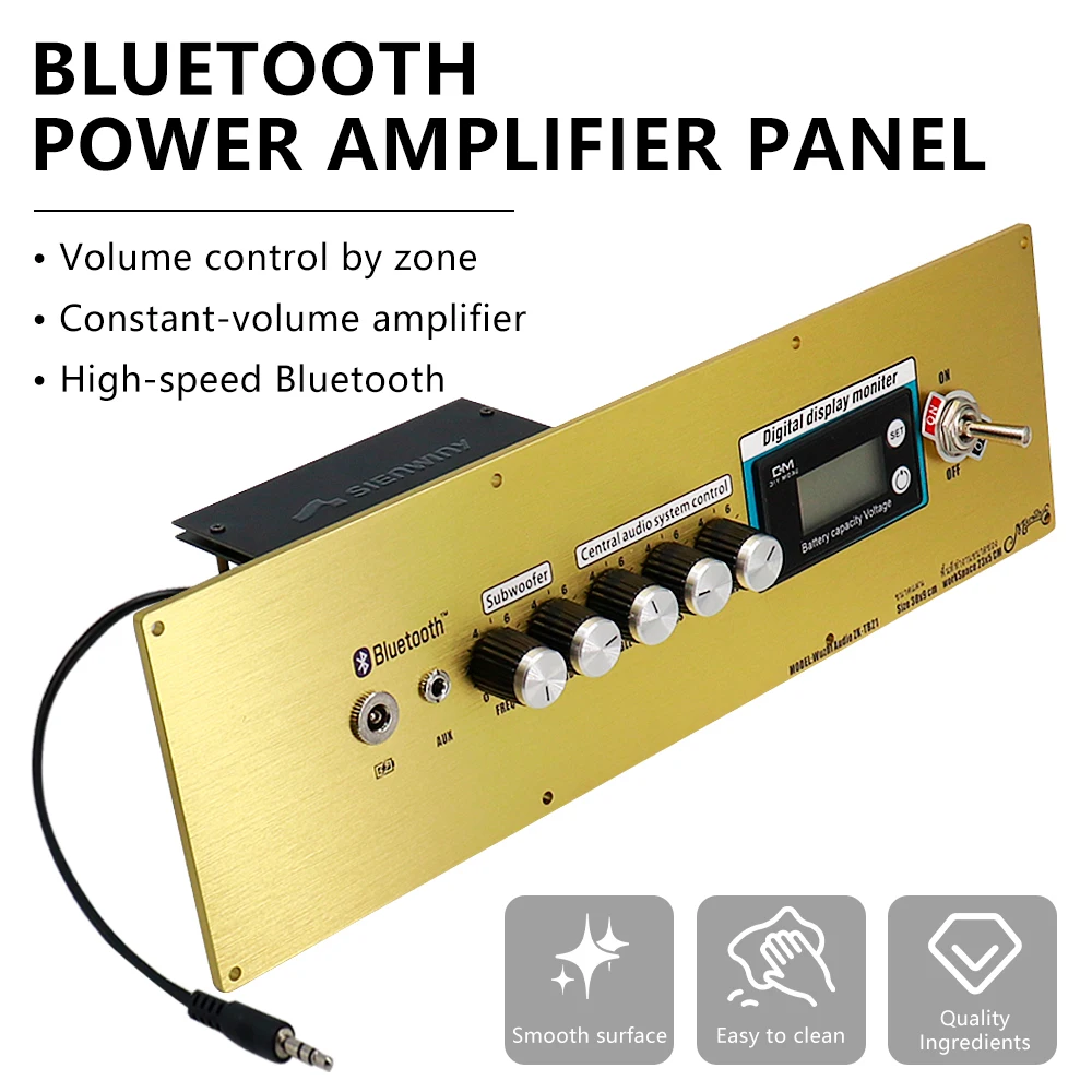 Zestaw panelu wzmacniacza Bluetooth ZK-TB21 z regulacją głośności, cyfrowym wyświetlaczem i aluminiową płytą przednią - części do samodzielnego montażu systemów audio.