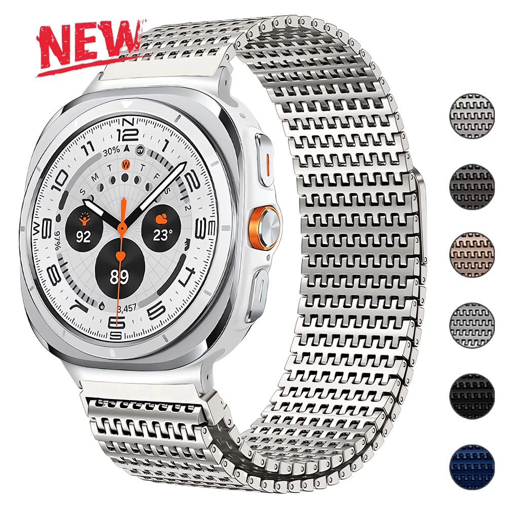 

Ремешок из нержавеющей стали без зазоров для Samsung Watch 8 Classic/8 Ultra 2025 Магнитная миланская петля для часов 7 Ultra 47 мм Металлический ремешок