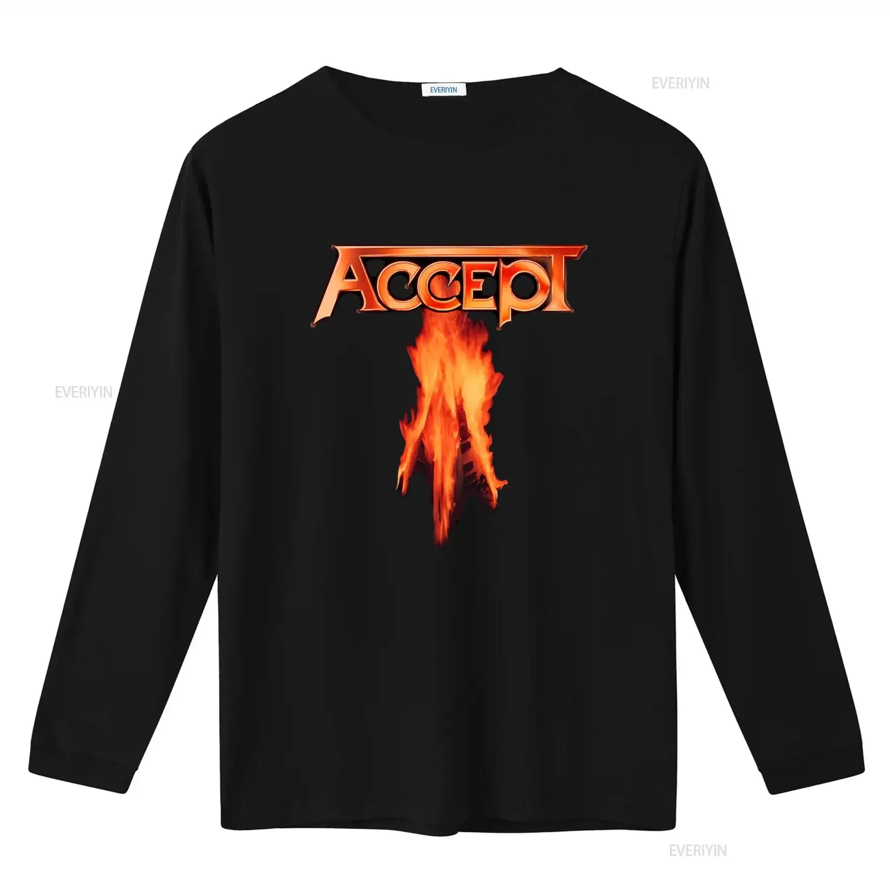 Accept Flying V Officiele Flame Design T Shirt for Men Rock Band Merchandise vintage Washed homme Comfortable Breathable