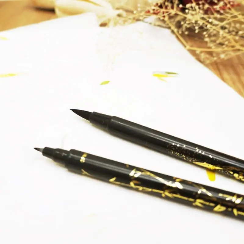 قلم فرشاة الخط المرن ذو الطرف المزدوج للحبر الصيني عديم الرائحة المائي مناسب لجميع المستويات