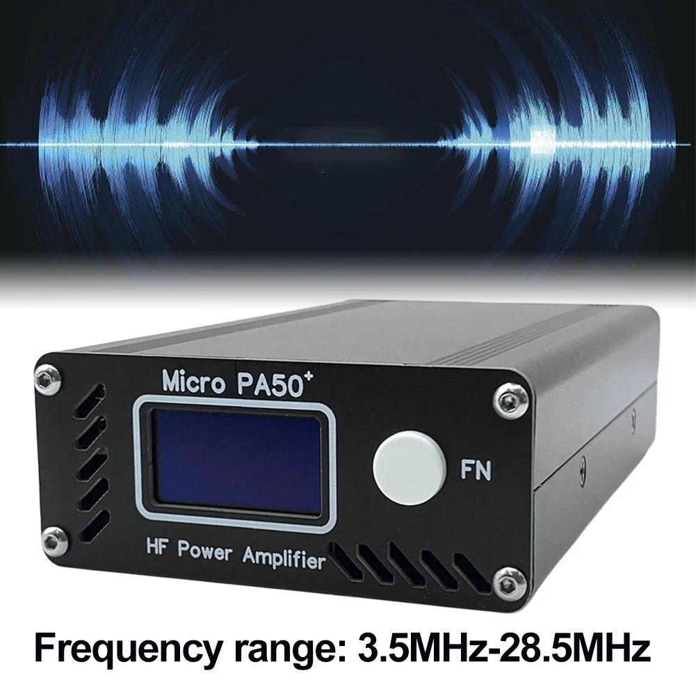 Micro PA50 PLUS Intelligent Shortwave HF Power Amplifier 50W 1.3-Inch OLED Screen with Power / SWR Meter + LPF Filter