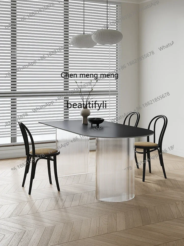 

ss7304 Каменная тарелка Кухонный остров Обеденный стол Кремовый стиль Овальный французский акриловый стол