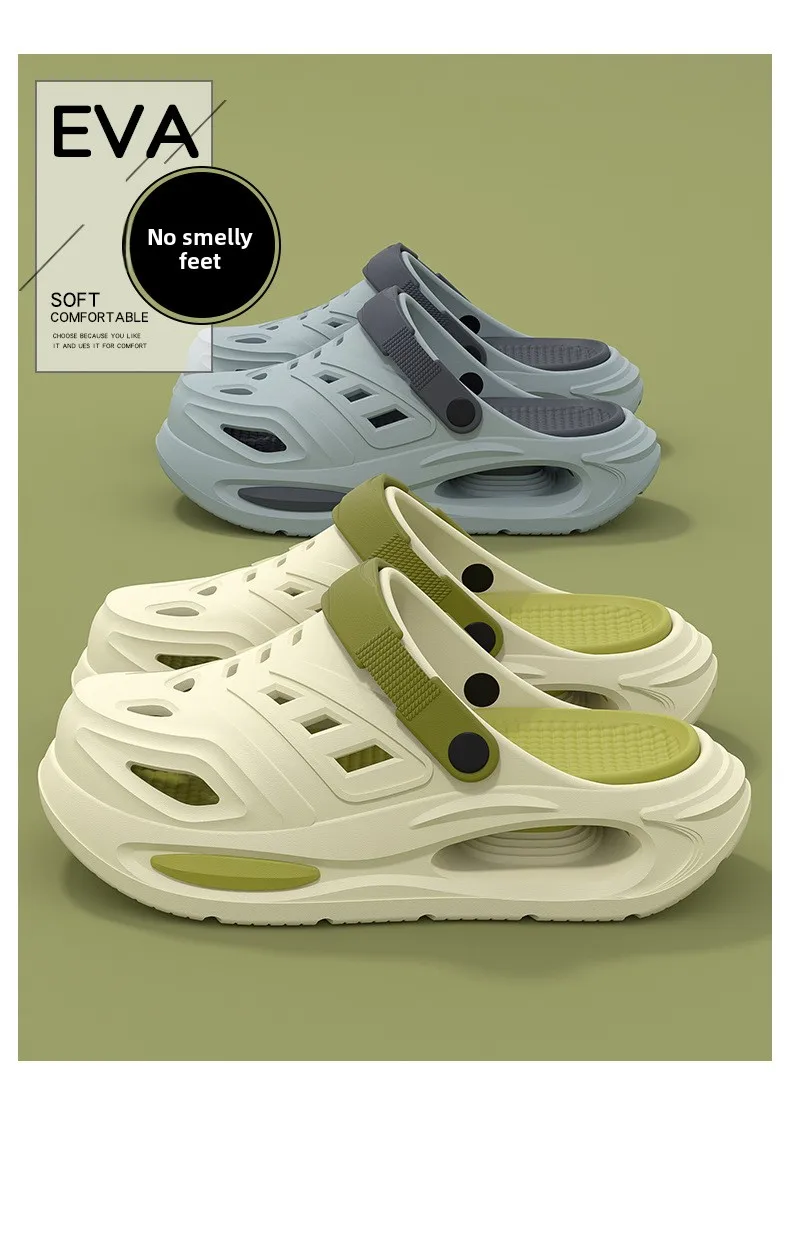 Sommer Herren Outdoor-Slipper mit dicker Sohle, rutschfeste Clog-Schuhe, verschleißfest, geruchsabweisend, zweifach tragbar – Detail 15