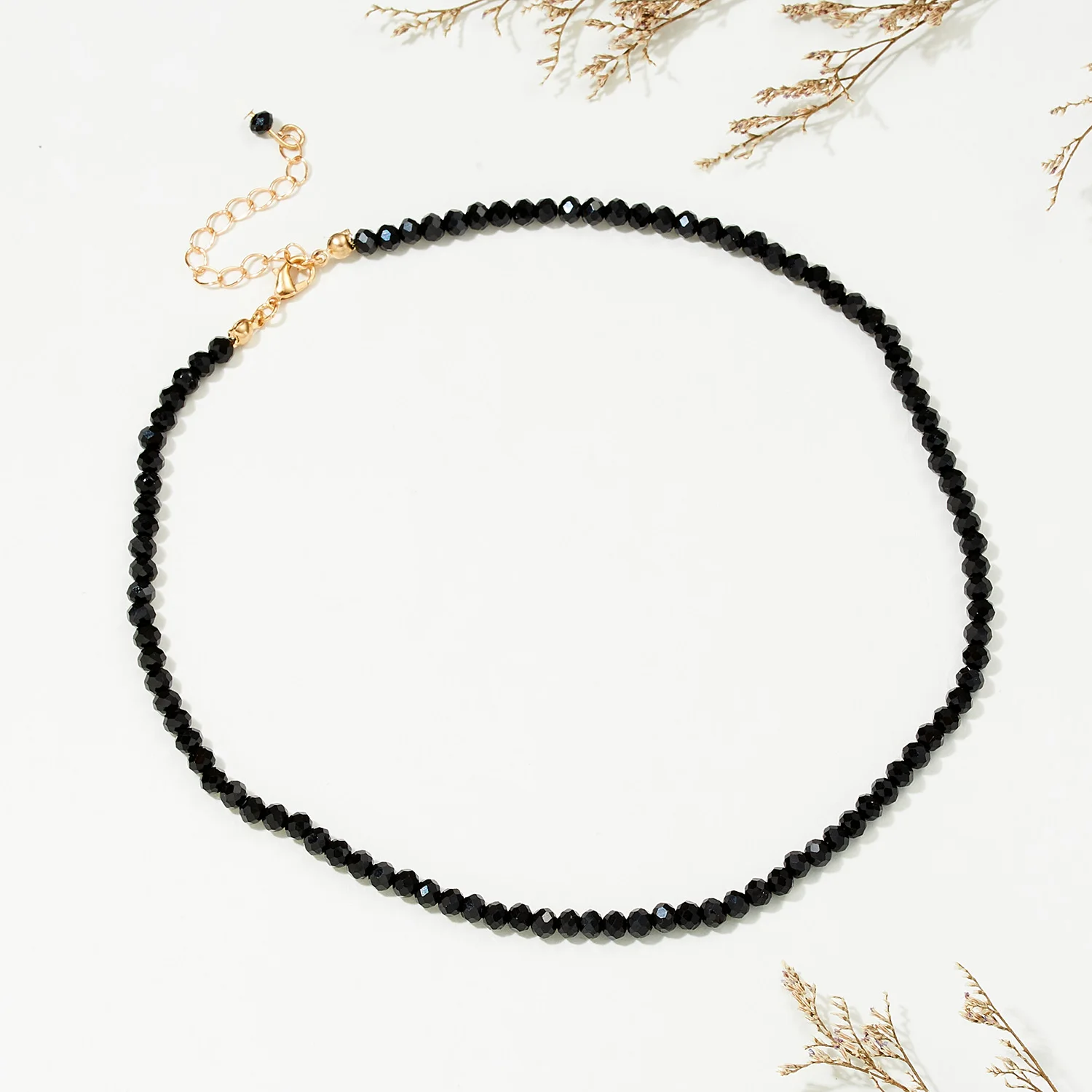 Fashion Black Beads Choker Necklace for Women Simple Small Blue Crystal Short Necklace Clavicle Chain  Jewelry Party Gift