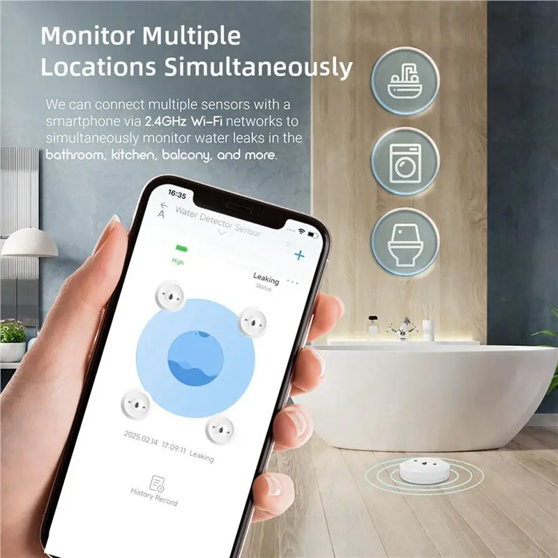 CJSD-2X Zigbee Water Leak Detector For Ewelink Zigbee Water Detector APP Remote Control Water Sensor For Kitchens Basements