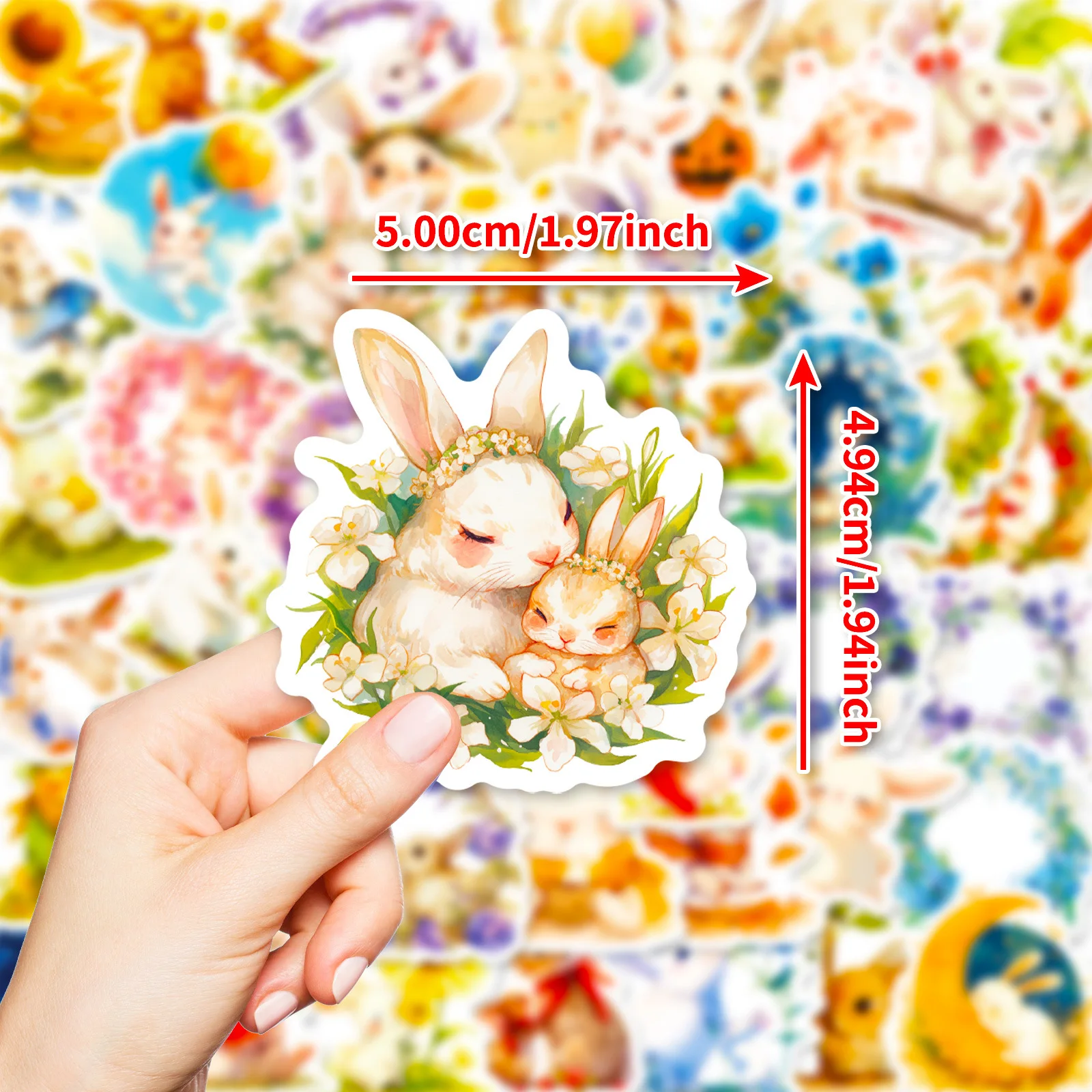 10/30/50PCS Cartoon Colorful Bunny Sticker Cute Graffiti Waterproof Decal Kids Toy Decorative Phone Case Water Cup Notebook