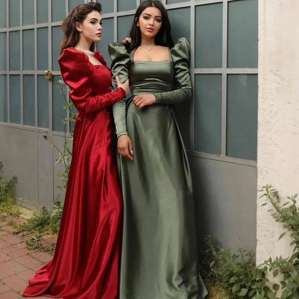 فساتين سهرة بسيطة بمقاسات متاحة مربعة على شكل حرف A للمناسبات الرسمية بطول الأرض فستان Charmeuse للحفلات الراقصة حسب الطلب