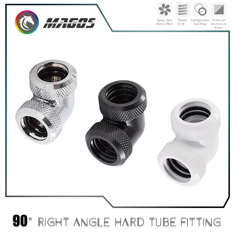 Computer Dual Way 90° Hard Tube Fitting Right Angle Connector For OD14MM PMMA PETG Metal Pipe Hand Compression Connecting