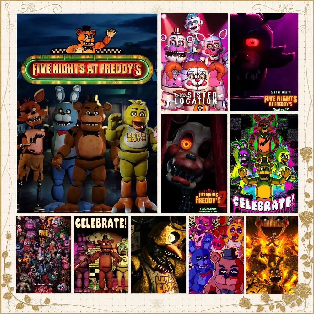 Game F-Five Nights at Freddy's Horror Poster Wall Art Bedroom Living Room Dorm Bar Cafe Gym Studio Home Decor Gifts