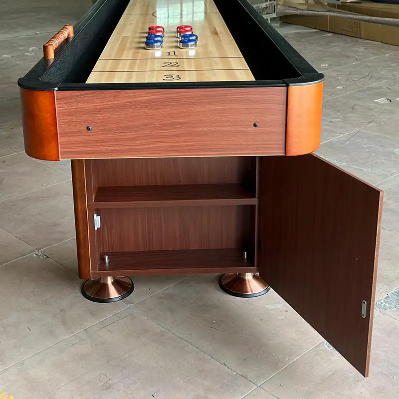 9 ft Solid Wood Indoor Sports Shuffleboard Table with Tournament Level Performance Art Design Shuffleboard Indoor Carton