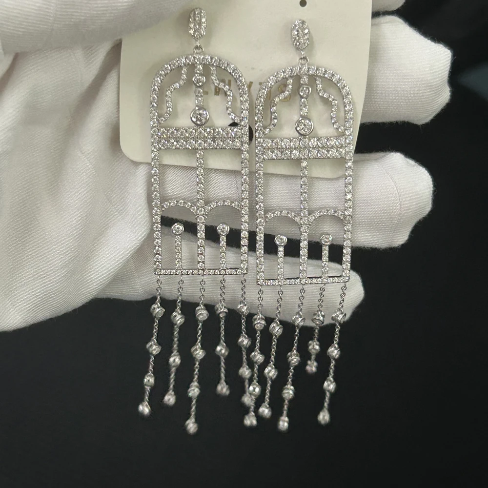 

Fashion Luxury Geometric Dangle Drop Earrings for Women Wedding Party Jewelry Accessories Gorgeous Cubic Zirconia Bridal Brincos