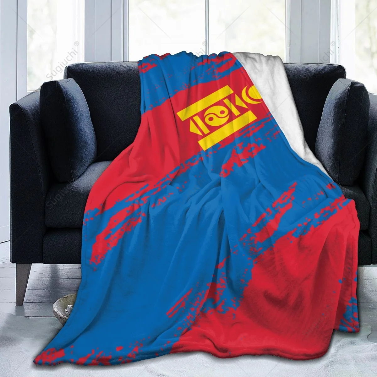 Blanket Mongolia Flag Color Flannel Multifunction Camping Sofa Cover Keep Warm