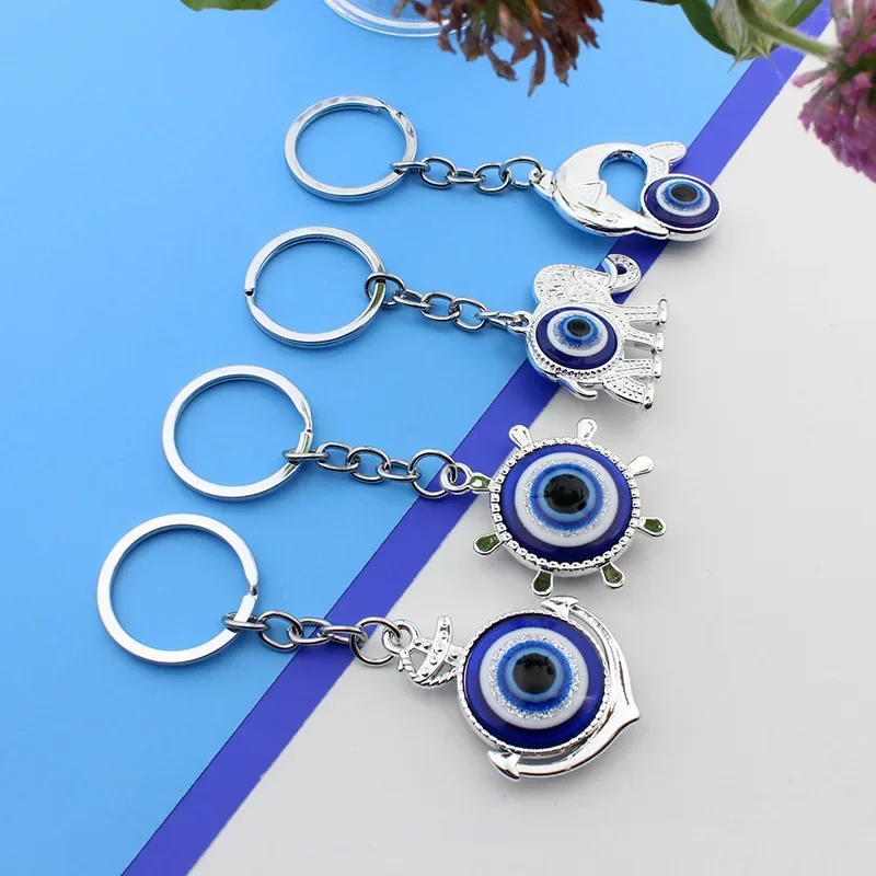 Lucky Eye Keychain Car Keyring Blue Turkish Evil Eye Key Chain for Home Wall Pendant Bag Accessories Decor Gift Good Luck Amulet