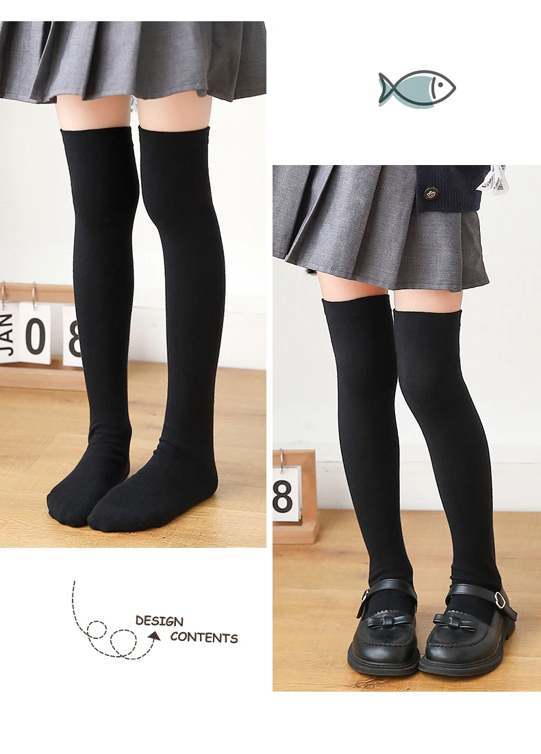 Winter-Herbst Mädchen Weiche Baumwoll-Warme Kniestrümpfe Atmungsaktive Baby-Kinder-Overknee-Socken Hautfreundliche Schüler-Kinder-Langsocken – Detail 15