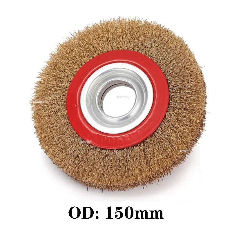 1Pcs Wire Brush Wheel 100/125/150/200mm Quality Round Brass Plated Steel Wire Brush Wheel For Bench Grinder Tool Parts