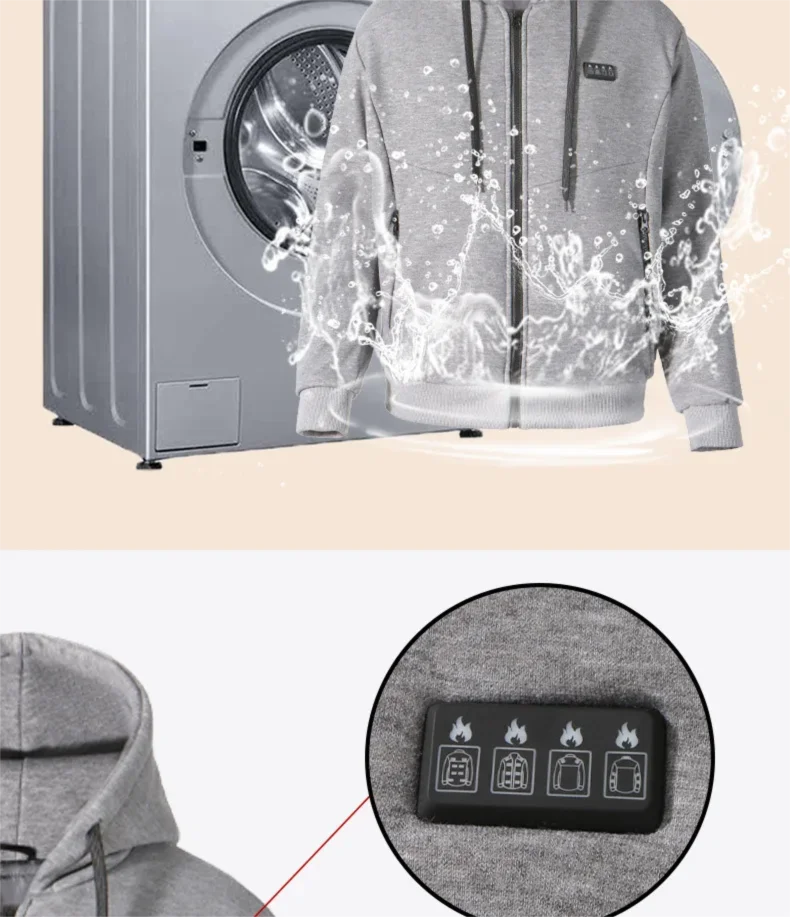 23-Zahlen-intelligenter USB-Heiz-Hoodie für Männer und Frauen, elektrisch, intelligente Heizung, Fleece-Liner, beheiztes Sweatshirt, Outdoor-Sportbekleidung – Detail 12
