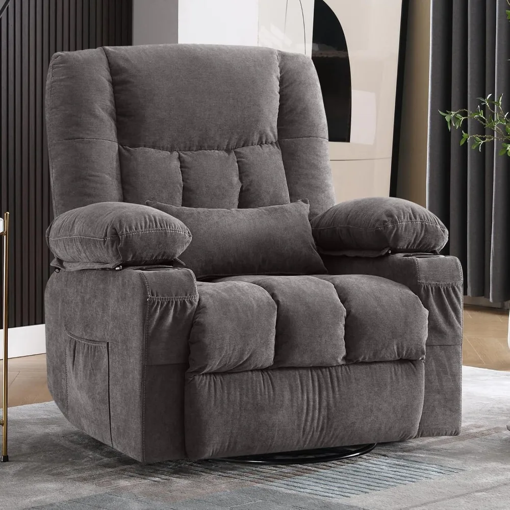 

Massage Swivel Rocker Recliner Chair with Vibration Massage and Heat Ergonomic Lounge Chair for Living Room with Rocking Functio