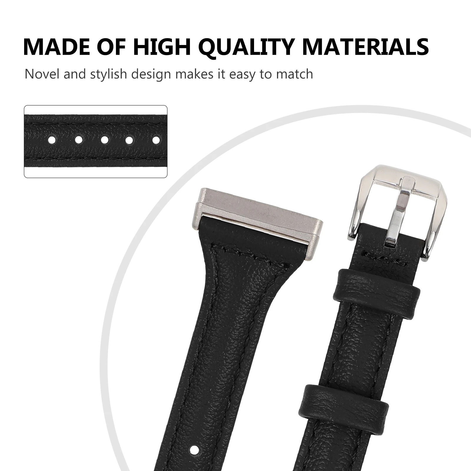 

Watchb Simple Replacement Wristb Comfortable Strap Fashion Accessory Black Color Durable Material Smooth Edges Watch