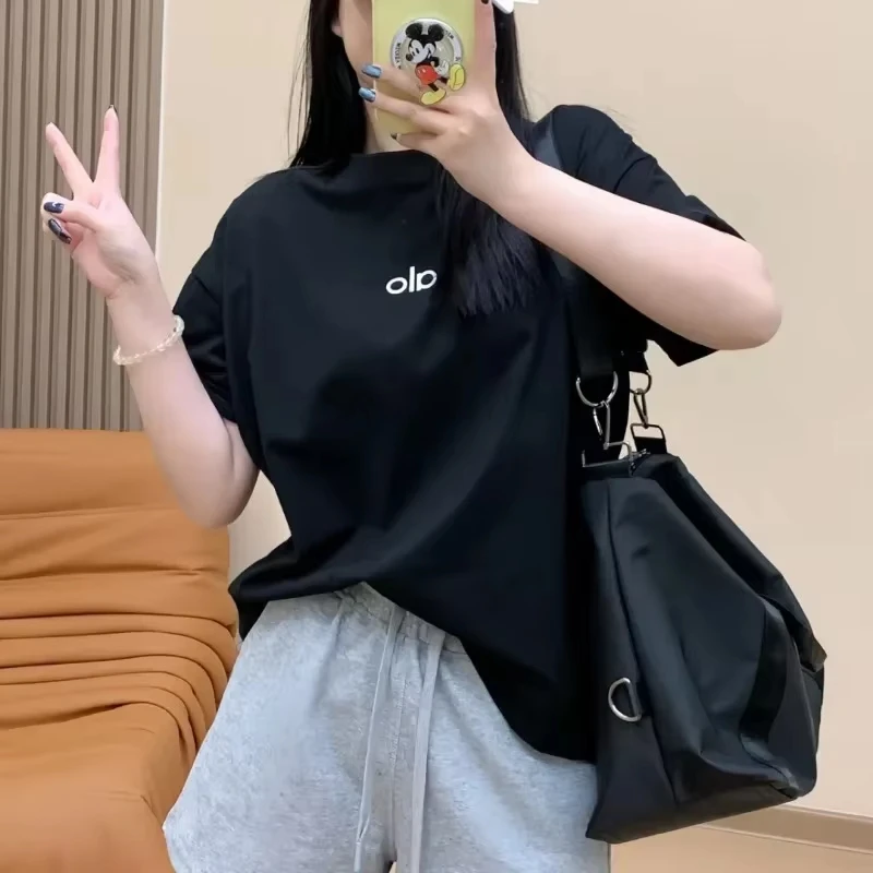 2025 New  Letter Printing Short-sleeved Women T-shirt Trendy Temperament Casual Versatile Short-sleeved Clothing Heavy