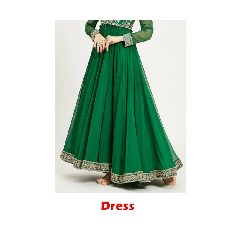 Indian Dance Folk Costume Bollywood Dance Embroidered Green Dress Belly Dance Suit Oriental Classical Clothing DQL7580