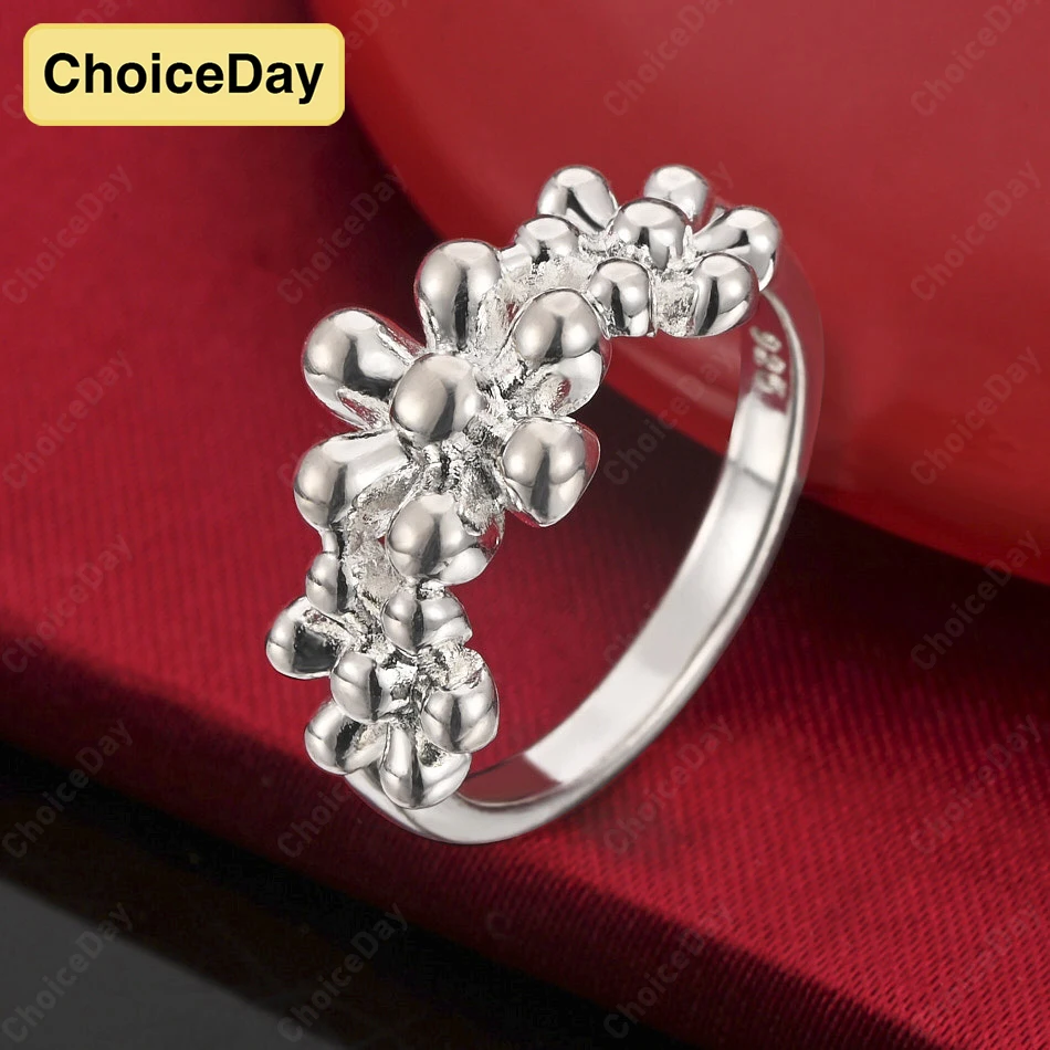 

ChoiceDay Fashion 925 Sterling Silver 7/8/9/10 Exquisite Flower Ring Women Charm Jewelry Wedding Accessories