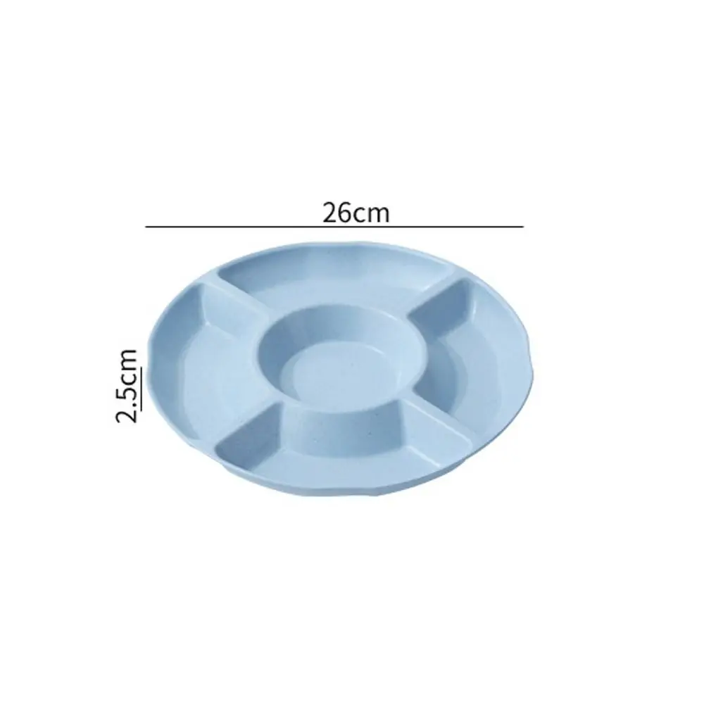 Portable Plastic Food Storage Tray Reusable Flower Shape Divided Dinner Plate 5-Compartment Snack Container Plate Household Use