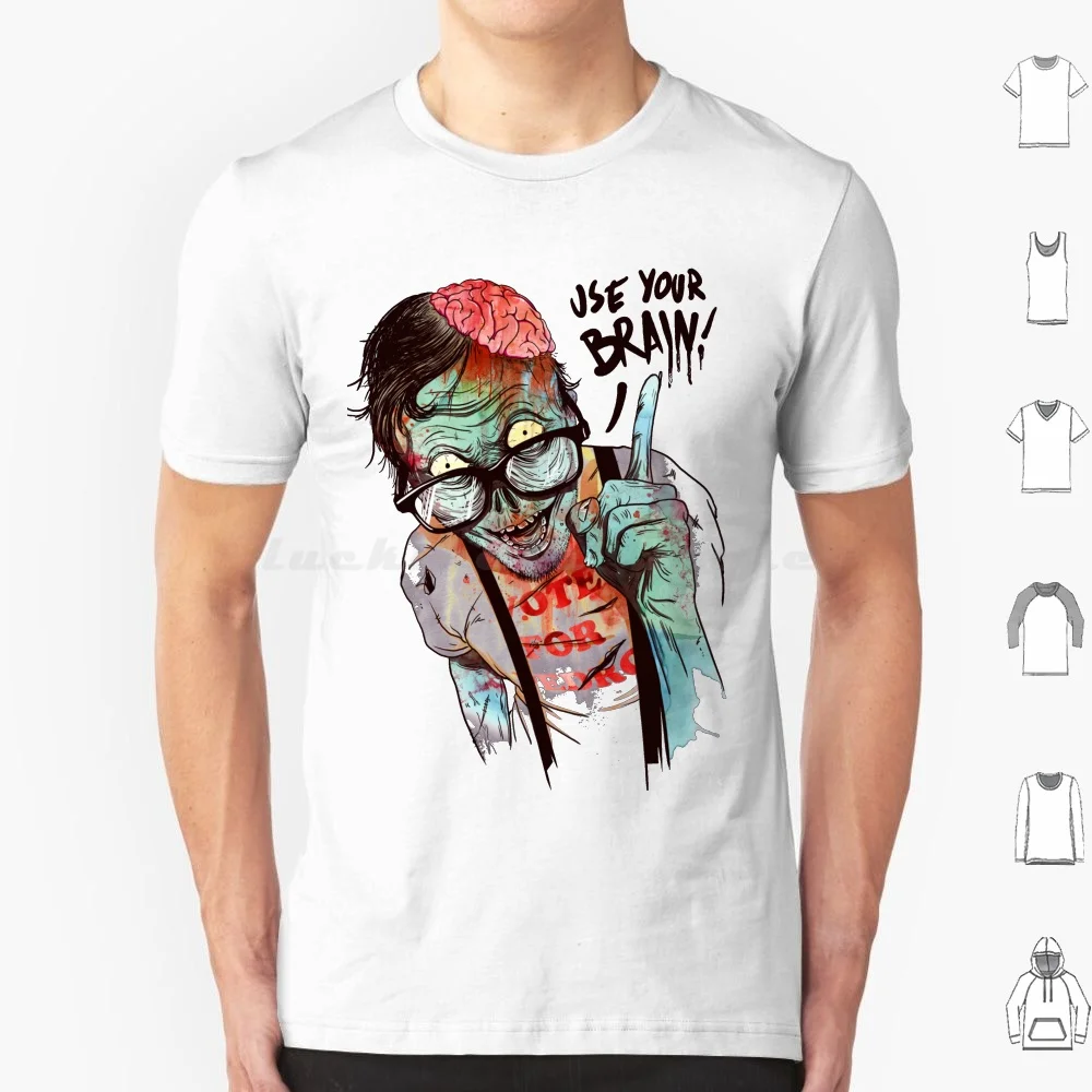 Utilice tu cerebro Camiseta de algodón hombres mujeres DIY estampado Zombie Geek Pop Genius Voto Pedro Napoleón Nerd cerebro