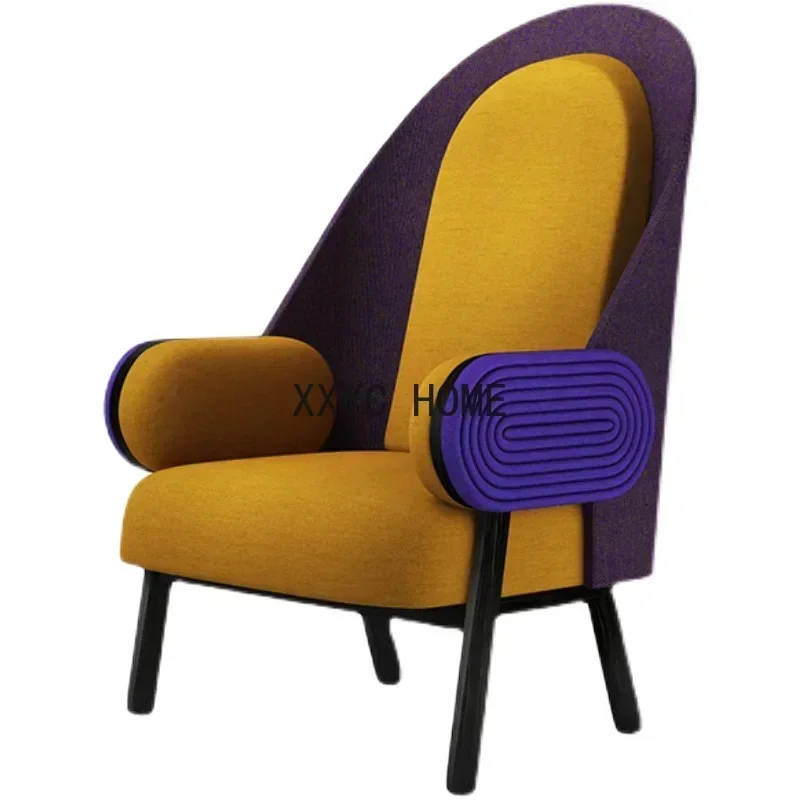 

Chair Contrast Color Backrest Sofa Armchair Model Room Retro Color Leisure Moon Chair