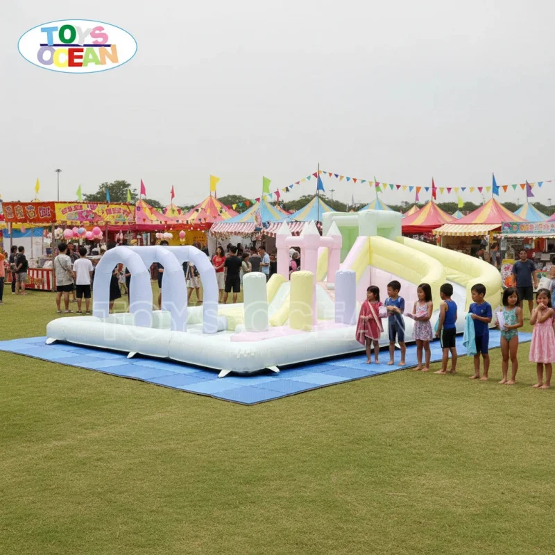 Exclusive Summer Inflatable Water Park Splash Pad, Slide, and Ball Pit Playground Perfect for Kids' Activities and Parties