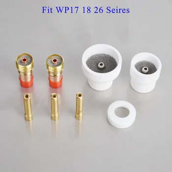 10pcs TIG welding #12 #16 white ceramic nozzle alumina cup kit torches WP17 18 26 stubby collets body gas lens kits