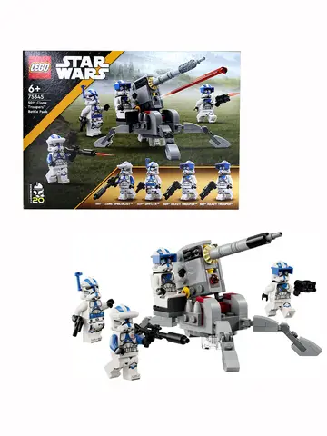 LEGO 75345 Star Wars 501st Clone Troopers Battle Pack Set di giocattoli, cannone anti-veicolo AV-7 costruibile, con 4 clone Trooper