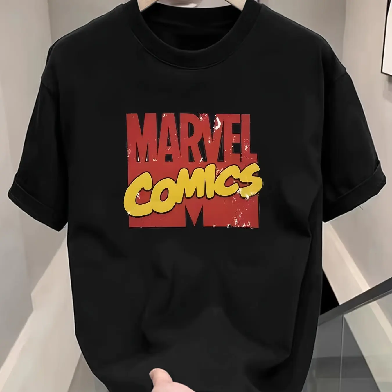 

Disney Marvel Vintage Marvel Style Logo Printed Summer T-Shirt Men's and Women's Same Casual Sports Family Parent-Child Clothing
