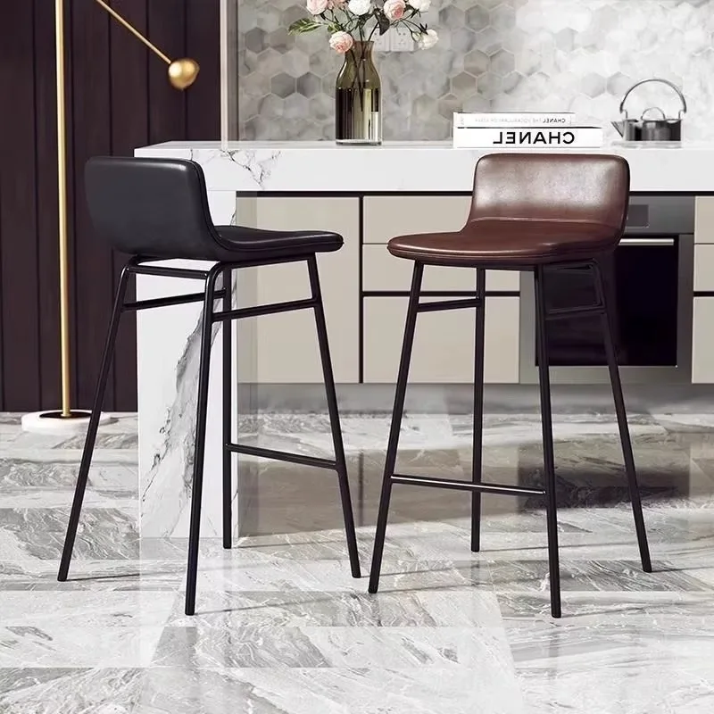 

Modern Faux Leather Bar Stools Back Minimalist Nordic Sturdy Bar Stools Kitchen Height Chairs Silla De Barra High End Furniture