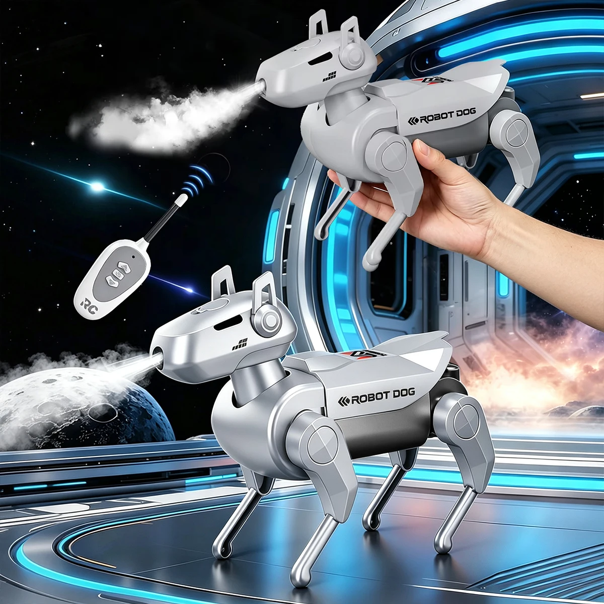 Children Remote Control Robot Dog Mechanical RC Animals DIY Assembly Electronic Spray Walk Pet Science Experiment Education Toys
