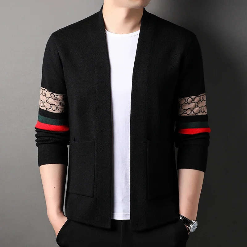 

2025 New Winter Fashion Trend Knitted Men's Cardigan Sweater Men's Korean Version Casual Versatile Coat Men's Clothing