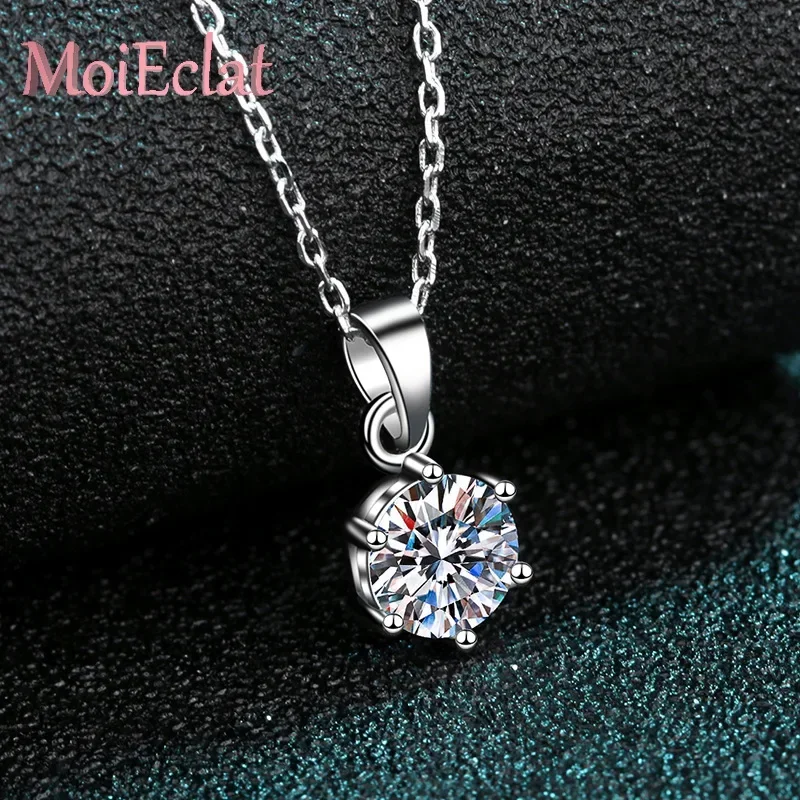 Elegant 0.5/1/2/3/5ct Moissanite Six Claw Setting Pendant Necklace for Women, Platinum PT950 Jewelry Timeless Solitaire Pendant