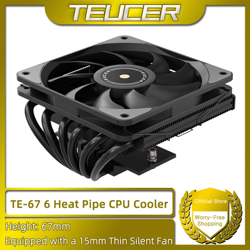 TEUCER TE-67 CPU Cooler 67mm Low Profile ITX ATX Case Air Cooling Radiator for AM5 AM4 LGA1700 1200 2011 for X99